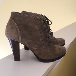 Suede booties.